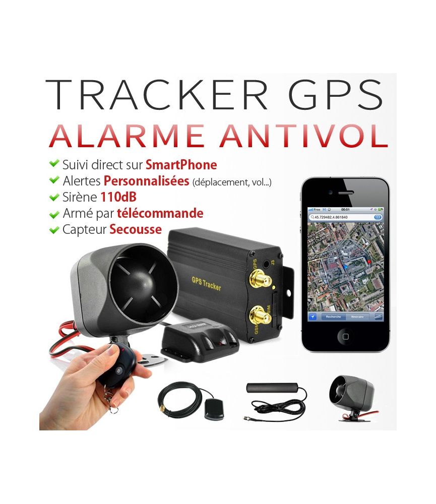 Alarme Tracker GPS Auto / Moto Capteur de Secousses & Coupe Moteur